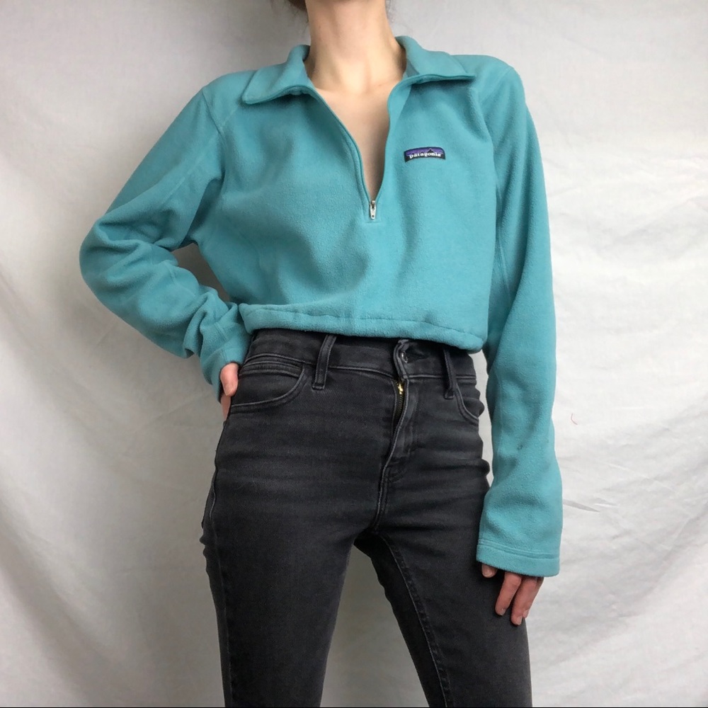 Turquoise Half Zip Fleece Patagonia Cropped Jacket